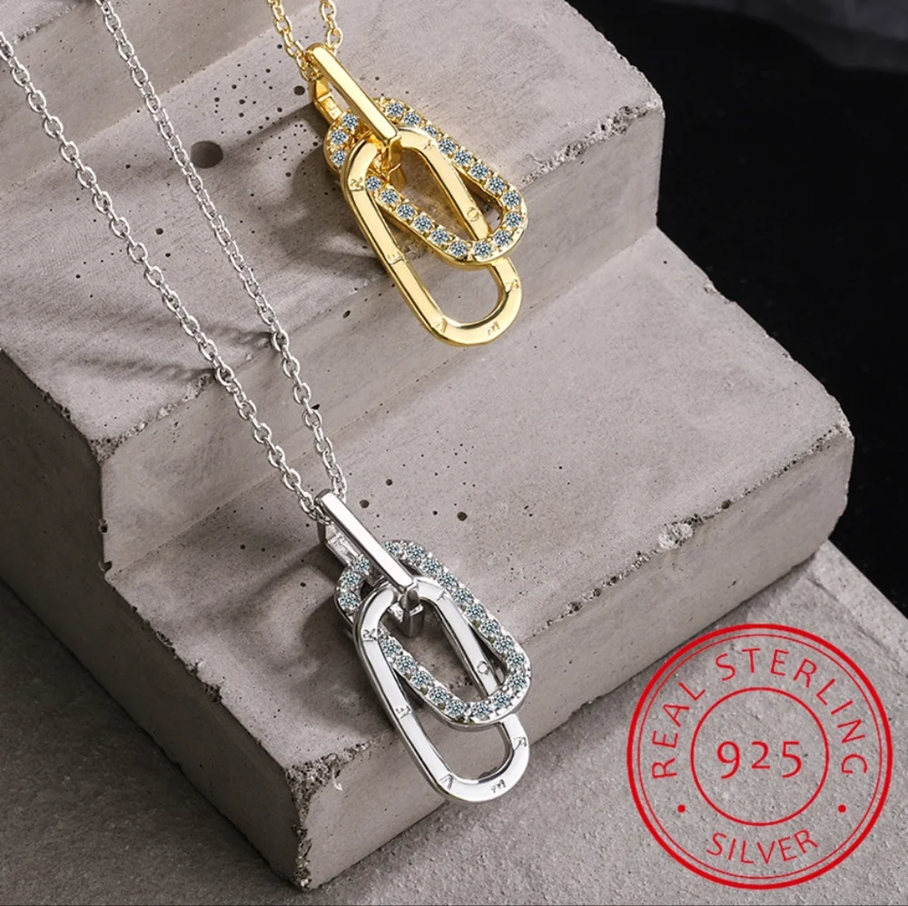 14k gold & sterling silver diamond necklace - Picture 3 of 7